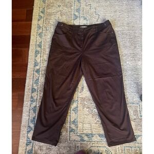 Chicos Brown Straight Leg Pants 2 Flattering Summer Perfect Cotton Stretch
